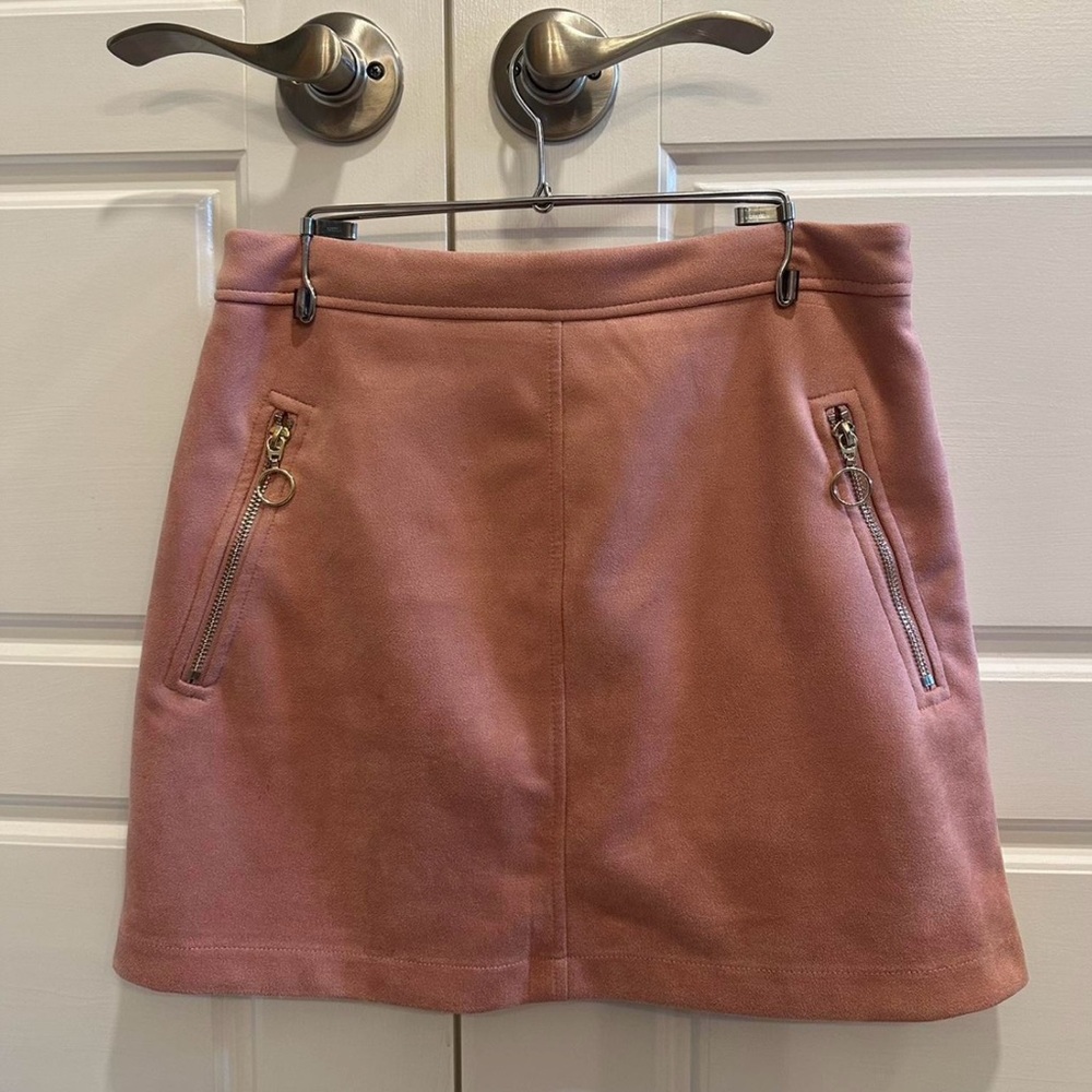 Faux suede pink miniskirt